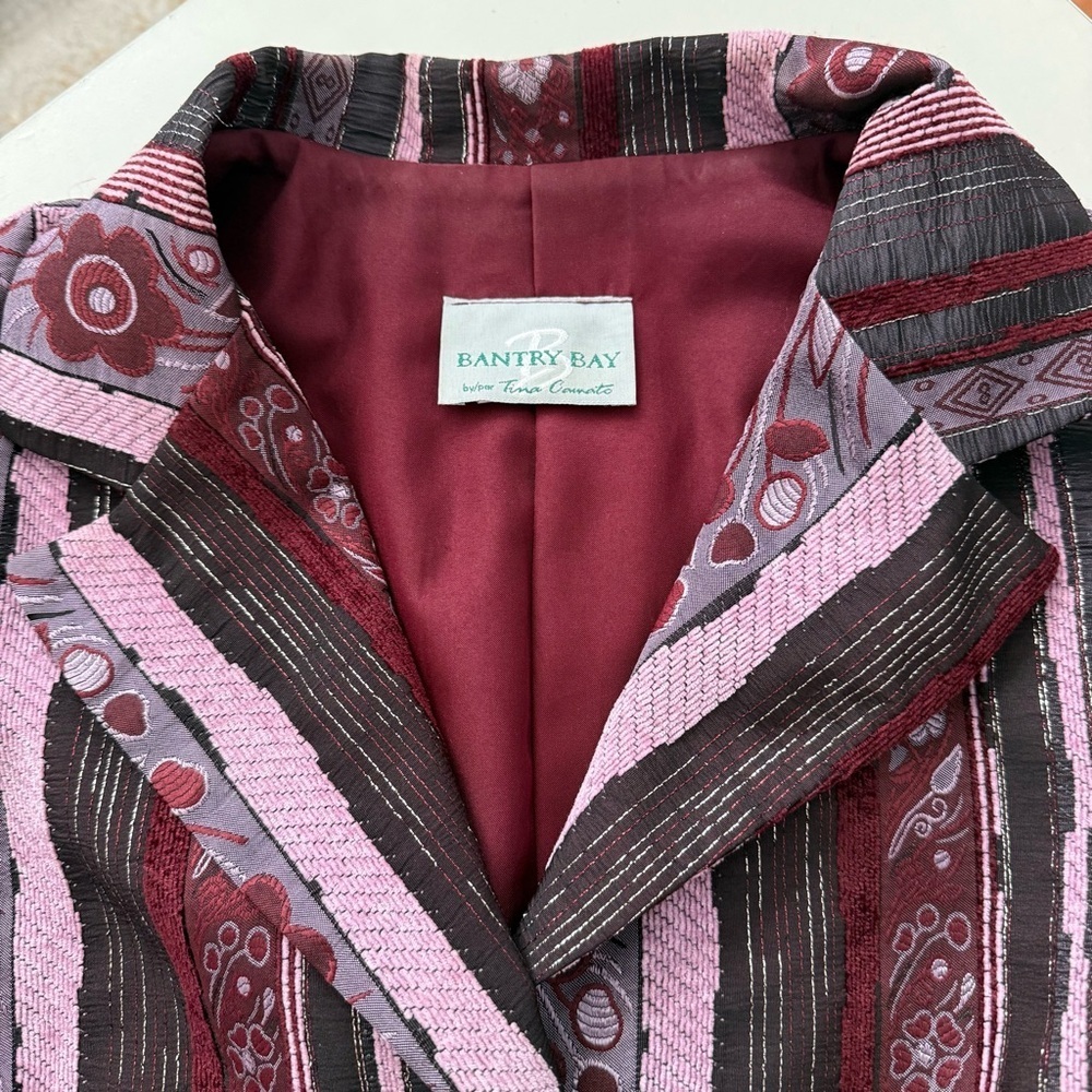 Bantry Bay by Tina Conrato Textured Tapestry Blazer Eclectic Mixed Media 90s - Picture 3 of 7